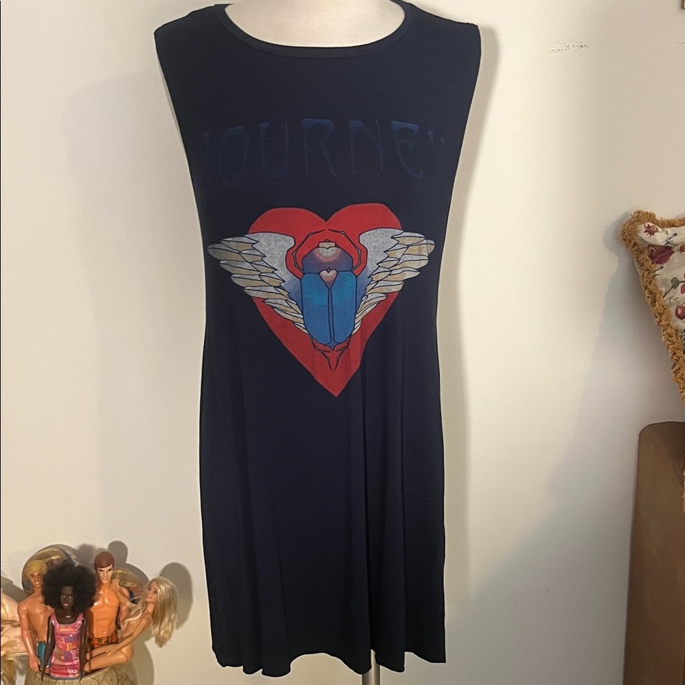 Lauren Moshi Navy Graphic Heart Wing Dress